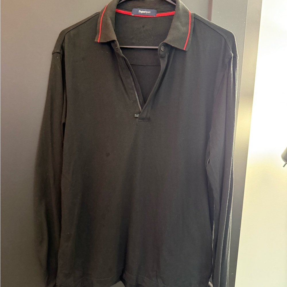 Zenga Black Long Sleeve Polo Shirt